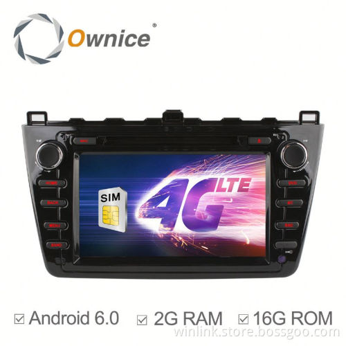 Ownice Android 6.0 quad core car dvd for mazda 6 support DAB+ TPMS +16G ROM